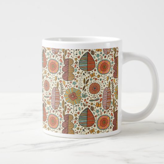 Sommerblumenmuster aus Blätter Jumbo-Tasse (Rechts)