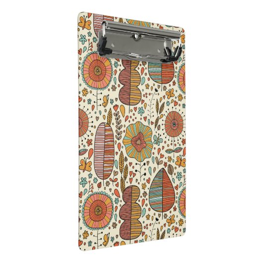 Sommerblumenmuster gemacht vom Blätter Mini Klemmbrett (Schrägansicht)