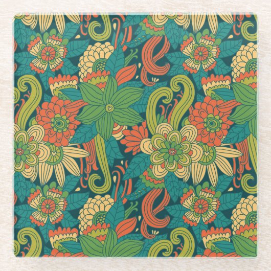 Sommerblumenmuster Glasuntersetzer (Vorderseite)