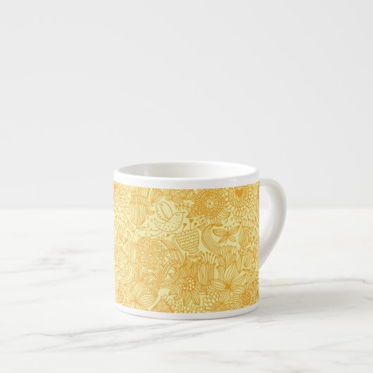 Sommerblumenmuster in den warmen Farben Espressotasse (Vorderseite Rechts)