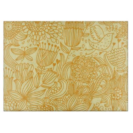 Sommerblumenmuster in den warmen Farben Schneidebrett (Vorderseite)