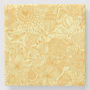 Sommerblumenmuster in den warmen Farben Steinuntersetzer