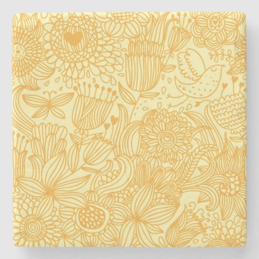 Sommerblumenmuster in den warmen Farben Steinuntersetzer (Vorderseite)