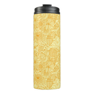 Sommerblumenmuster in den warmen Farben Thermosbecher