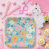 Sommerblumenmuster Pappteller (Party)