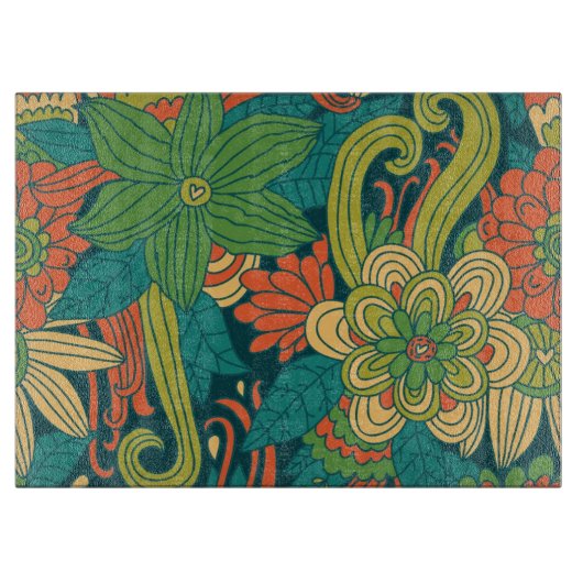 Sommerblumenmuster Schneidebrett (Vorderseite)