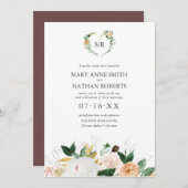 Sommerblumenorange-Orange-Monogramm-Hochzeit Einladung (Vorne/Hinten)