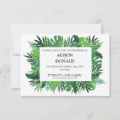 Sommerblumenpalme Blätter personalisiert Einladung (Rückseite)