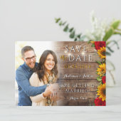 Sommerblumensonnenblume Rustikales Foto Save the D Date (Stehend Vorderseite)