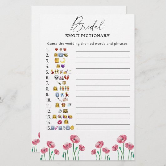 Sommerblumenspiel Emoji-Brautparty (Vorne/Hinten)