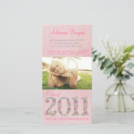 Sommerblüten 2011 Abschluss-Fotokarte Ankündigung (Stehend Vorderseite)