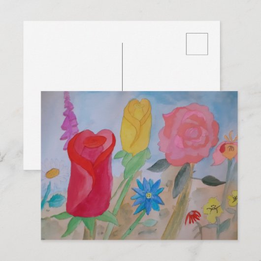 Sommerblütengarten Postkarte (Vorne/Hinten)