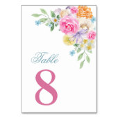 Sommerblütentisch 8 Hochzeiten in Rosa und Blau Tischnummer (Rückseite)