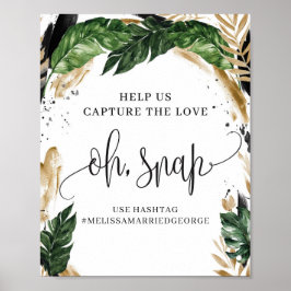 Sommerbohone tropische Blätter Goldschild Poster