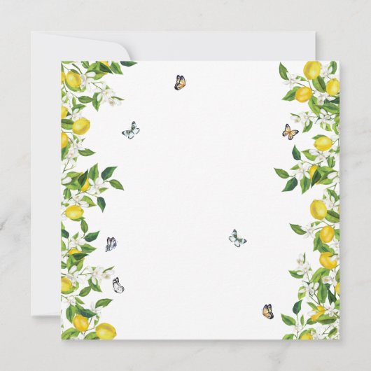 Sommerbotanische Lemon-Hochzeit Einladung (Rückseite)
