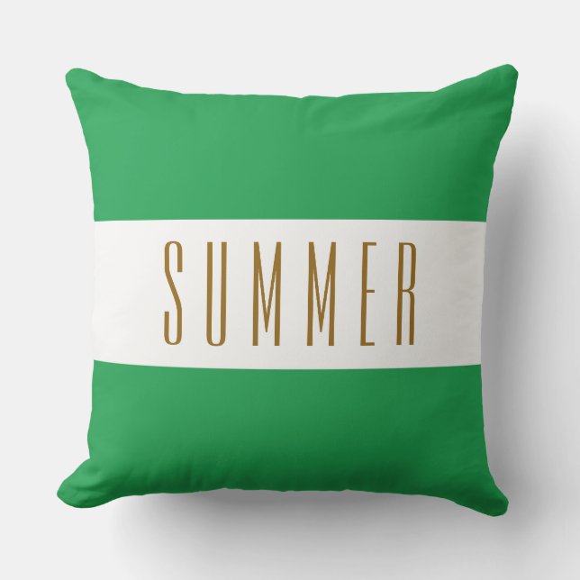 SOMMERBright Yellow Green Weiße Streifen Kissen (Vorderseite)