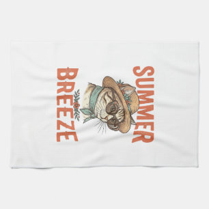 Sommerbrise-Katze Vintage-Stickerei-Shirt-Design_1 Geschirrtuch