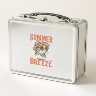 Sommerbrise-Katze Vintage-Stickerei-Shirt-Design_1 Metall Brotdose