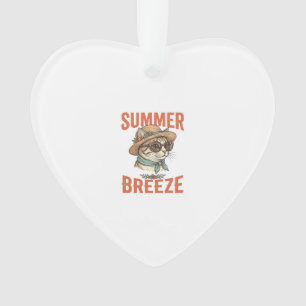 Sommerbrise-Katze Vintage-Stickerei-Shirt-Design_1 Ornament