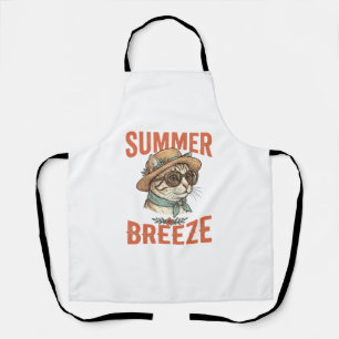 Sommerbrise-Katze Vintage-Stickerei-Shirt-Design_1 Schürze
