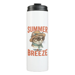 Sommerbrise-Katze Vintage-Stickerei-Shirt-Design_1 Thermosbecher