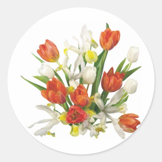 Sommerbukett mit Tulpen Runder Aufkleber (Vorderseite)