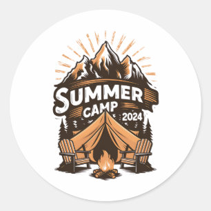 Sommercamp 2024 Sommer-Camping-Urlaub Matching Runder Aufkleber