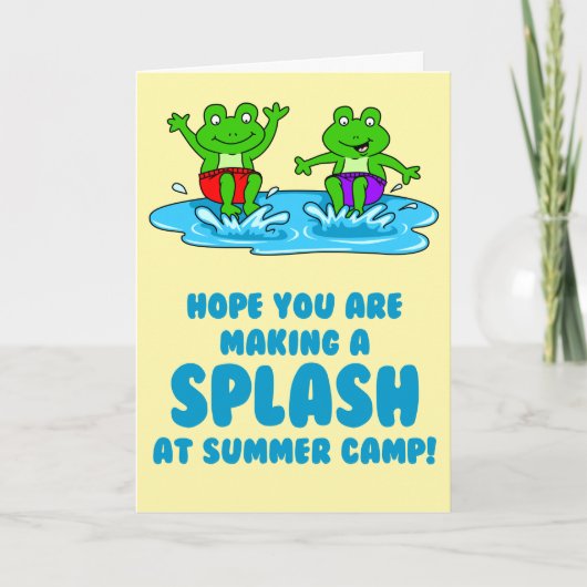 Sommercamp Frosch Splash Pun Karte (Vorderseite)