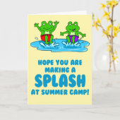 Sommercamp Frosch Splash Pun Karte (Gelbe Blume)