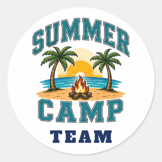 ☀️ Sommercamp-Personal-Typografie 👕 Runder Aufkleber (Vorderseite)