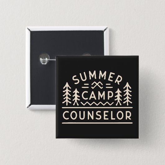 Sommercampberater Vintager ästhetischer Schwarz Button (Vorne & Hinten)
