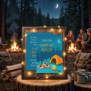 Sommercampingeinladung HandGezeichnet Design Einladung