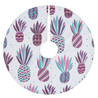 Sommercamps: Ananas Muster, farbenfrohe Punkte Polyester Weihnachtsbaumdecke