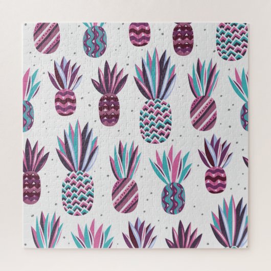 Sommercamps: Ananas Muster, farbenfrohe Punkte Puzzle (Vertikal)