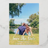 Sommercard "Lakeside Hütte" Save the Date Folieneinladung (Vorderseite)