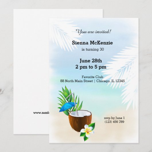 Sommercocktail Einladung (Vorne/Hinten)