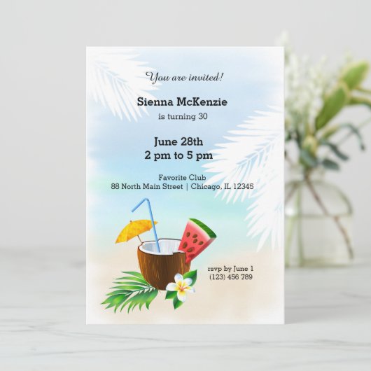 Sommercocktail Einladung (Stehend Vorderseite)