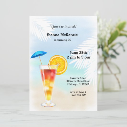 Sommercocktail Einladung (Stehend Vorderseite)