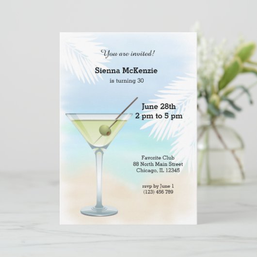 Sommercocktail Einladung (Stehend Vorderseite)