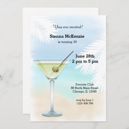 Sommercocktail Einladung (Vorne/Hinten)