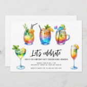 Sommercocktails Geburtstagsparty Einladung (Vorne/Hinten)
