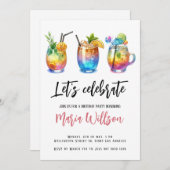 Sommercocktails Geburtstagsparty Einladung (Vorne/Hinten)