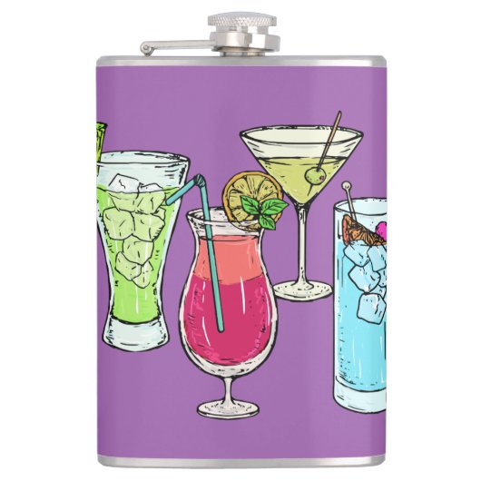 Sommercocktails individuelle Name Flachmann (Vorderseite)