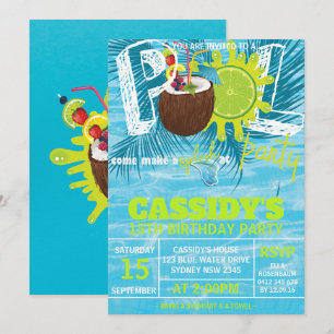 Sommercoconut Birthday Pool Party Einladung
