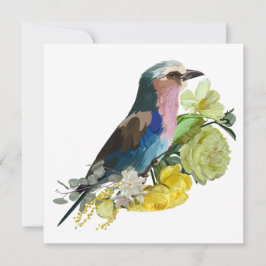 Sommerdesign mit Lilac-Brustrollvogel Einladung