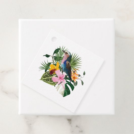 Sommerdesign mit Vogel und Blume. Geschenkanhänger (Beispiel)