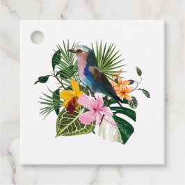 Sommerdesign mit Vogel und Blume. Geschenkanhänger