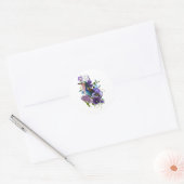 Sommerdesign mit Vogel- und violetten Blume. Runder Aufkleber (Umschlag)