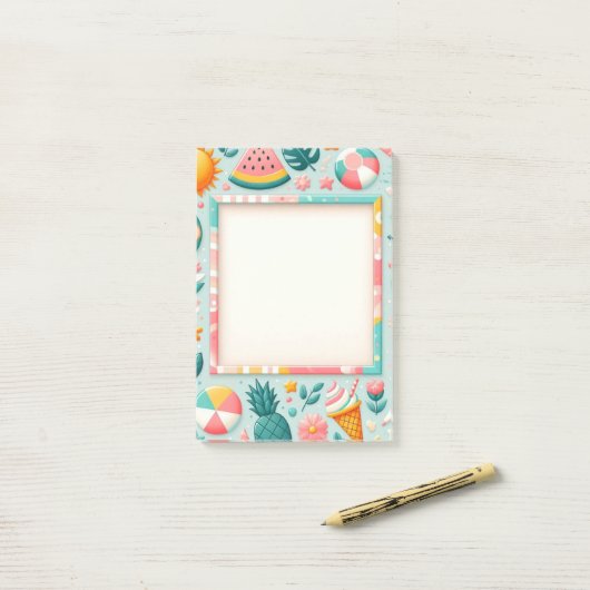 Sommerdesign Post-It® Notes, 4" x 6" Post-it Klebezettel (Auf Schreibtisch)