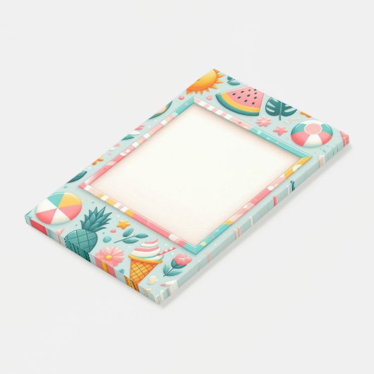 Sommerdesign Post-It® Notes, 4" x 6" Post-it Klebezettel (angewinkelt)